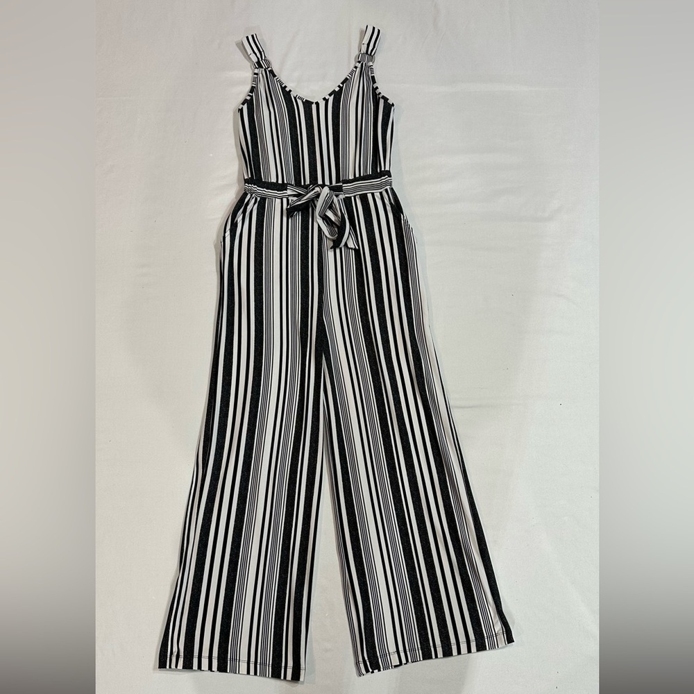 Derek Heart Black and White Striped Jumpsuit
